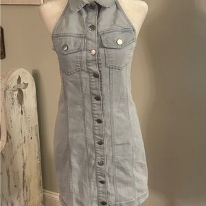 Blue Blush Light Blue Halter Mini Dress